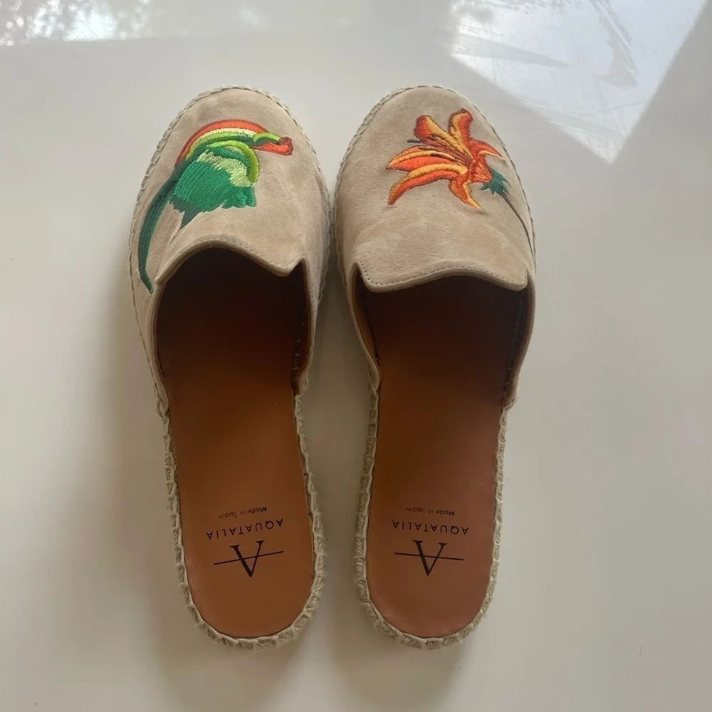Aquatalia Blair Embroidered Suede Espadrille - 7